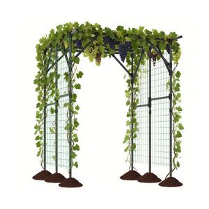 Grande traliccio da giardino antiruggine 200x150x198 cm in ferro con rivestimento in PE per piante rampicanti, elegante recinzione metallica per cancelli - Product Image 1