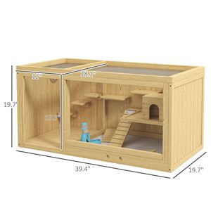 Jaula Extra Grande de Madera para Hámster con Bandeja Extraíble, Balancín y Escalera para la Comodidad del Animal - Product Image 2