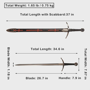 Espada templaria medieval de acero inoxidable con cruz roja, artículos decorativos - Product Image 5