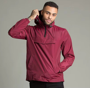 Windbreaker <b>Jacket</b> <b>Men</b> Hooded <b>Half</b> <b>Zip</b> Lightweight Polyester Windproof Custom Logo OEM ODM Bulk Wholesale Supplier - Product Image 4