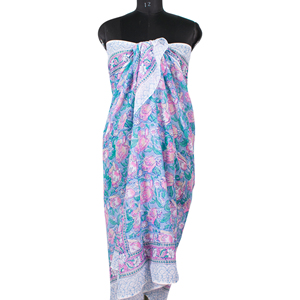Multi-functional Boho Cotton Mulmul <b>Sarong</b> 100% Pure Long Scarf Sustainable Hand Block Print Beach Geometric Summer Neck Scarf - Product Image 1