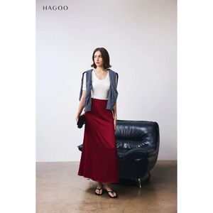 CV689 Private Label Women High Waisted Burgundy Silk <b>Mermaid</b> <b>Skirt</b> Supplier - Product Image 3
