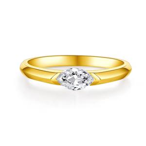 Bague de fiançailles unisexe en or massif 9K plaqué or 18K avec diamant de laboratoire taille marquise, cadeau de mariage ou d'anniversaire, bijoux - Product Image 1