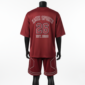 Ensemble short et maillot de basket-ball pour homme, tissu léger en maille polyester, coupe athlétique, logo brodé personnalisé. - Product Image 2