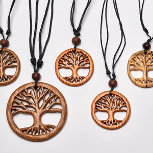 Wooden Necklace for Women Eco Friendly Natural Wood Pendant Boho Style Jewelry Lightweight Fashion Accessory Gift <b>Wall</b> Signs - Product Image 1