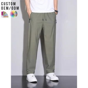 Pantalon décontracté pour homme en coton, coupe droite, tissu léger et doux, ajustement confortable, respirant, imperméable, taille élastique, logo personnalisé OEM - Product Image 4