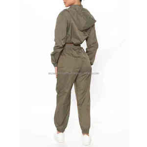 Custom Outfits Windbreaker Lightweight Full Zip Crop Hoodie Jogger Set - Product Image 1