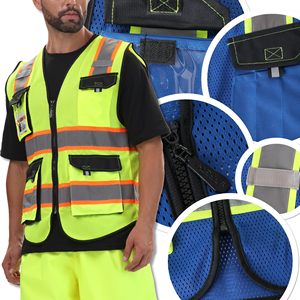 Safety Vests for Men Women High Visibility Reflective Vest with Pockets Mesh Fabric <b>Construction</b> Safety Apparel Neon <b>Work</b> Vest - Product Image 6