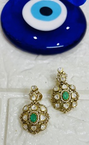 Pendientes de Plata 925 Chapados en Oro Vintage con Piedras Polki, Joyería de Boda para Mujer, Amaira Jewels Hechos a Mano - Product Image 2