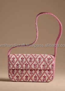 Ethnic <b>handbag</b> with seed bead embroidery patterns beaded embroidery <b>handbag</b> with seed beads design - Product Image 3