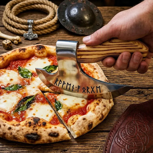 Hacha de Pizza Vikinga Hecha a Mano, Cuchillo Utilitario de Acero al Carbono con Funda de Cuero, Herramienta de Cocina Personalizada - Product Image 3