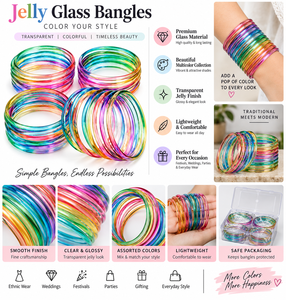 Conjunto de Brazaletes de Cristal con Efecto Arcoíris, Plateados, Apilables, para Mujer, para Bodas y Uso Diario - Product Image 6