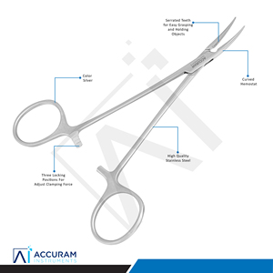 Pinza Hemostática Quirúrgica Dental Accuram Micro Halstead Mosquito Curva 12.5cm de Acero Inoxidable, Instrumento Manual - Product Image 4