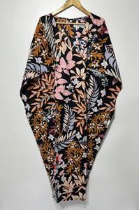 Nouvelle Robe de Nuit Femme Évasée Imprimé Animal en Coton Doux Indien, Longueur Genou, Style Kaftan, avec Dentelle, pour Plage ou Cadeau Demoiselle d'honneur - Product Image 3