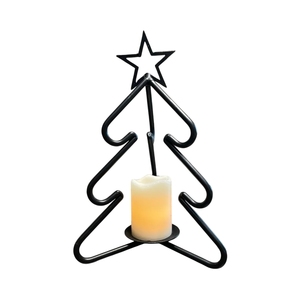Elegant Gold Metal Wire Christmas <b>Tree</b> Candle Holder with Star <b>Topper</b> for Tabletop & Fireplace Mantel Holiday Decor - Product Image 2