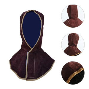 Premium Quality Welding Hood Cowhide Split Leather Welding Protective <b>Caps</b> With Neck Shoulder Drape Firefighting Welders Hood - Product Image 3