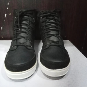 Unisex Black Sneakers Fashion Shoes Ankle high Shoes Denim Matching Shoes Lace Up Boots - Product Image 1