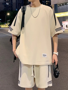 Conjunto de Camiseta de Manga Corta y Traje a Medida Hecho a Mano para Hombre, Colección Casual de Verano de 2 Piezas, Doble Hebilla, Seda Americana O - Product Image 4