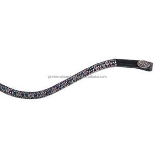 Logotipo personalizado hecho a mano todas las formas de cuero banda de cejas de caballo con 3 filas de cristales negros diamantes de imitación mega Bling banda de cejas - Product Image 6