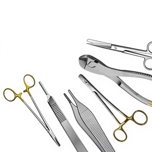 Ensemble d'instruments chirurgicaux de qualité supérieure en acier inoxydable avec poignée dorée, ciseaux chirurgicaux, pinces, porte-aiguilles, manche de scalpel - Product Image 1