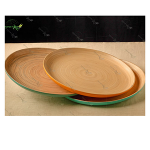 Plato ecológico de bambú de diseño europeo redondo de primera calidad para fiestas y mesas modernas - Product Image 1