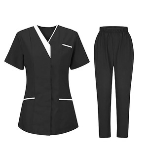 Unisex Classic Cotton <b>Scrub</b> <b>Sets</b> with Jersey Fabric Needle Detection Professional Medical Nurse Uniform for Hospital Use - Product Image 6