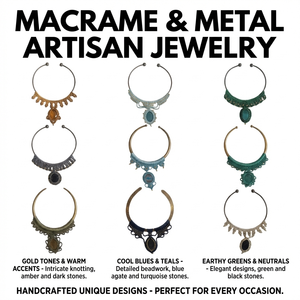 Parure de collier et pendentif audacieuse style tribal africain, en alliage géométrique, perles et pierres naturelles, bijoux faits main, pour femme, cadeau ethnique - Product Image 6