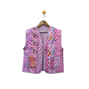 Veste sans manches pour femme, réversible, en coton imprimé floral, matelassée, à rayures, faite à la main, de haute qualité et écologique - Product Image 1