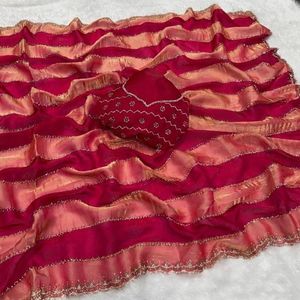 Trendy Premium Space Silk <b>Saree</b> with Jarkhan And Val Work And Designer Festive Party Wear <b>Saree</b> wholesale rate by royal export - Product Image 3