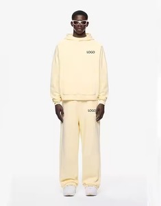 Conjunto Deportivo al por Mayor, Nueva Llegada, para Hombre, Color Sólido, 100% Algodón, Invierno, Moda Casual, Dos Piezas, Grueso y Transpirable - Product Image 1