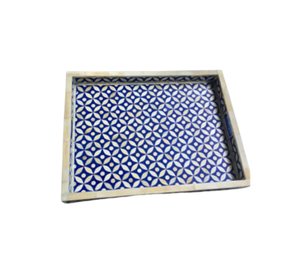 Plateau décoratif en os incrusté, design artisanal, coloré, avec poignée, à prix très compétitif - Product Image 1