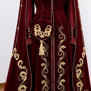 ชุดราตรีผ้ากำมะหยี่สีดำมิดไนท์ปก zardosi เดรสแมกซี่ปักคอวีแขนยาวยาวเอวสูง - Product Image 4
