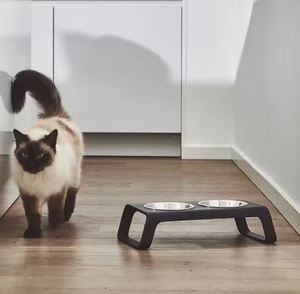 Bamboo pet bowl holder cat and <b>dog</b> with feeder to protect cervical bowl holder pet dining <b>table</b> <b>dog</b> bowl - Product Image 1