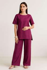 ชุดสองชิ้นผ้าโพลีเอสเตอร์มีสไตล์ชุดทางการทางการทางการแบบลำลองสีเบอร์กันดีของผู้หญิงไซส์ M L XL XXL ขายส่ง - Product Image 6