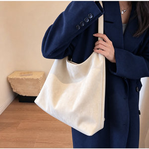 Custom Suede Leather Women's Hobo Slouchy Shoulder Office <b>Tote</b> <b>Bag</b> <b>with</b> <b>ZIP</b> Closure Single Strap Fashionable Summer Autumn ZHIBO - Product Image 3