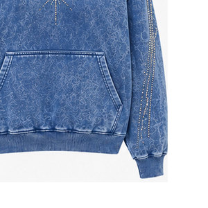 Sweat à capuche décontracté pour femme, délavé à l'acide, avec strass et logo frontal, idéal pour le streetwear et le quotidien, à prix raisonnable - Product Image 6