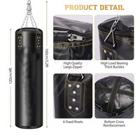 Kit de Saco de Boxeo Más Vendido, Material de Nylon y Cuero, Resistente, Altura Ajustable, Equipo de Entrenamiento Duradero, Gran Oferta