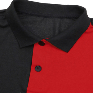 Polo de Hombre con Bloques de Color, Manga Corta, Tejido, Casual, Rojo y Negro, Diseño Sólido, Corte Regular - Product Image 5