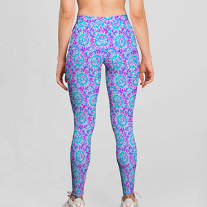 Custom Elastic Waist Yoga <b>Leggings</b> Solid <b>Pattern</b> Eco-Friendly Breathable Spandex/Nylon Women's Gym Pants - Product Image 4