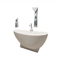 Baignoire autoportante moderne en résine transparente ergonomique avec 40 jets de massage combinés (Air Whirlpool) – Durable et écologique pour salle de bain