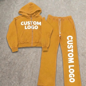 Ensemble sweat à capuche et pantalon de survêtement oversize respirant de haute qualité, style streetwear hivernal, 100 % coton, délavage acide, impression numérique - Product Image 4