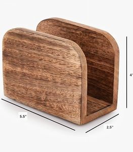 Wooden Napkin <b>Holder</b> Tabletop <b>Tissue</b> Box Dispenser Mango and Acacia Wood <b>Kitchen</b> Dining Table Decor - Product Image 4