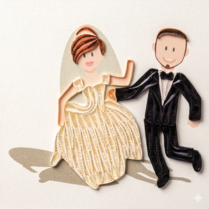 Tarjeta de Quilling con Diseño de Pareja Sonriente para Boda, Tema de Amor, Tarjeta de Felicitación 3D Hecha a Mano Personalizada para Boda - Product Image 3