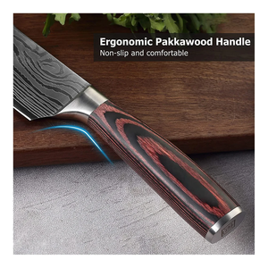 Custom Viking Art 8in Damascus Chef <b>Knife</b> Professional Kitchen <b>Knife</b> Forged Steel Blade Wooden Ambidextrous High-Polish Finish - Product Image 4