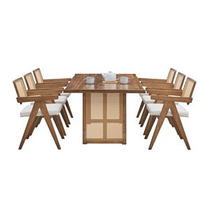 Tavolo da Pranzo Rettangolare Oversize in Legno Stile Mid-Century Moderno da 86,61 Pollici, Tavolo da Cucina per 6 Persone - Product Image 4