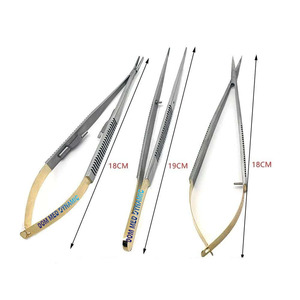 Juego de instrumentos quirúrgicos DMD de 3 piezas: portaagujas Castroviejo, tijeras y fórceps de microcirugía, 7 pulgadas, acero inoxidable TC - Product Image 6