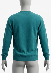 เสื้อสเวตเชิ้ตคอกลมสีเขียวอมฟ้าสำหรับผู้ชาย ทรงปกติ ผ้าถัก สีพื้น สวมใส่สบายๆ สำหรับฤดูใบไม้ร่วง - Product Image 2