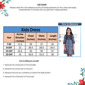 Robe trapèze en coton à imprimé chevron et broderies Kantha pour enfants, tenue traditionnelle ethnique décontractée pour fêtes, vêtements confortables pour filles - Product Image 2