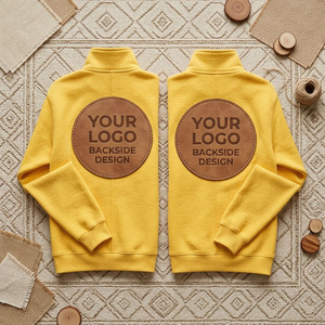 Sudadera con capucha personalizada de algodón prémium para hombre, con cremallera de cuarto, amarilla, de 400 g/m², de forro polar, oversize, con hombros caídos, lisa. - Product Image 5