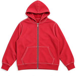 Sudadera con capucha personalizada de cierre completo, extragrande, de forro polar grueso, estilo urbano, unisex, fabricante de ropa OEM - Product Image 2